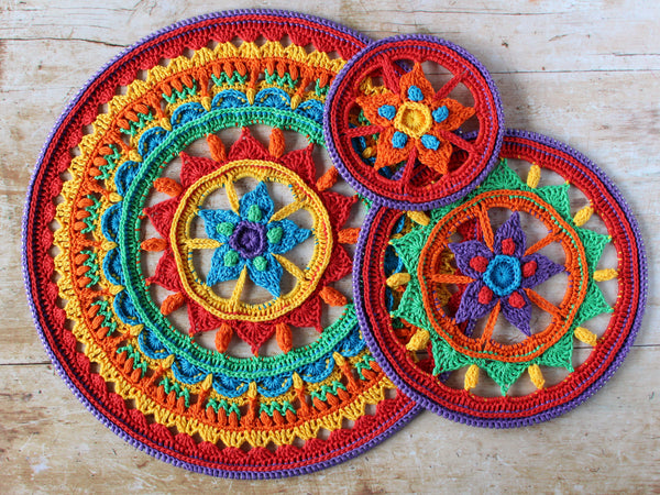 Triptych Mandala's - Rainbow Bright - It's all in a nutshell