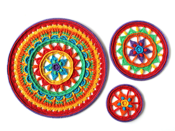 Triptych Mandala's - Rainbow Bright - It's all in a nutshell