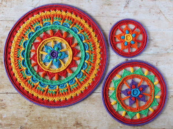 Triptych Mandala's - Rainbow Bright - It's all in a nutshell