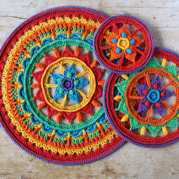 Triptych Mandala's - Rainbow Bright - It's all in a nutshell